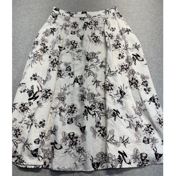 Who What Wear Dresses & Skirts - Who What Wear Women's Size 6 Black Cream Floral Linen Blend Pleated Midi Skirt